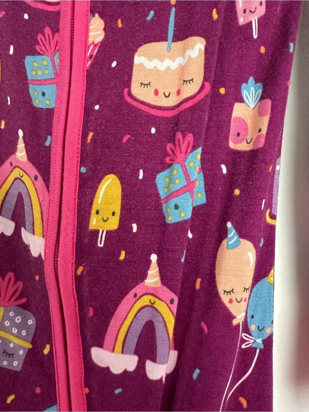 Little Sleepies birthday party cake zippy 12-18m VGUC